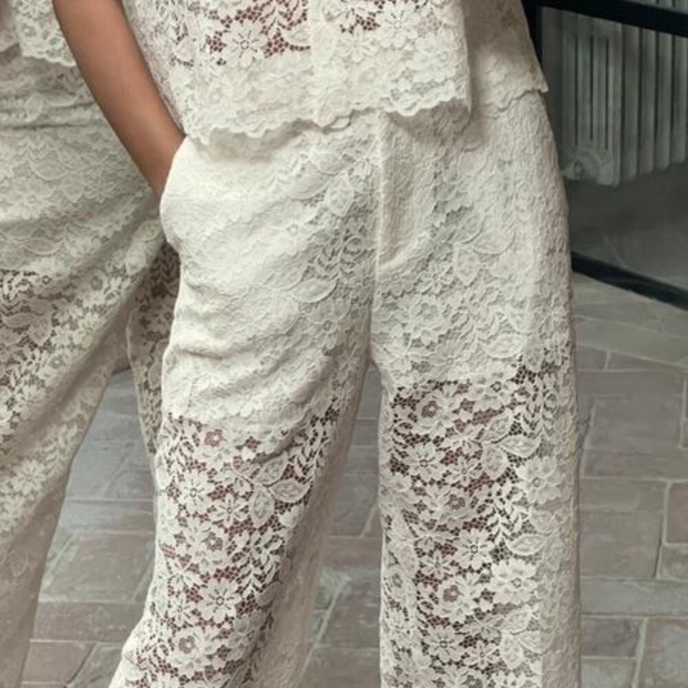 ZARA White Cropped Lace Pants - Picture 15 of 15
